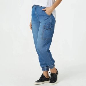 Serra Retreat Denim Blue Cargo Joggers Pants Size 20W High Rise
